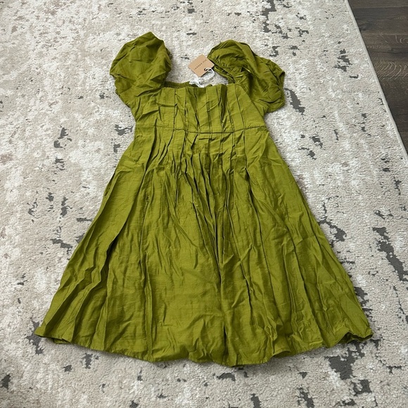 Blu Pepper Square Neck Short Puff Sleeve A-Line Dress Size Medium NWT - Kiwi - Picture 3 of 6